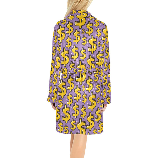 Dollar Pattern Print Design DO01 Women's Fleece Robe
