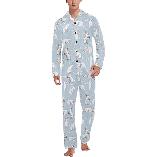 Rabbit Pattern Print Design RB06 Men's Long Pajama Set