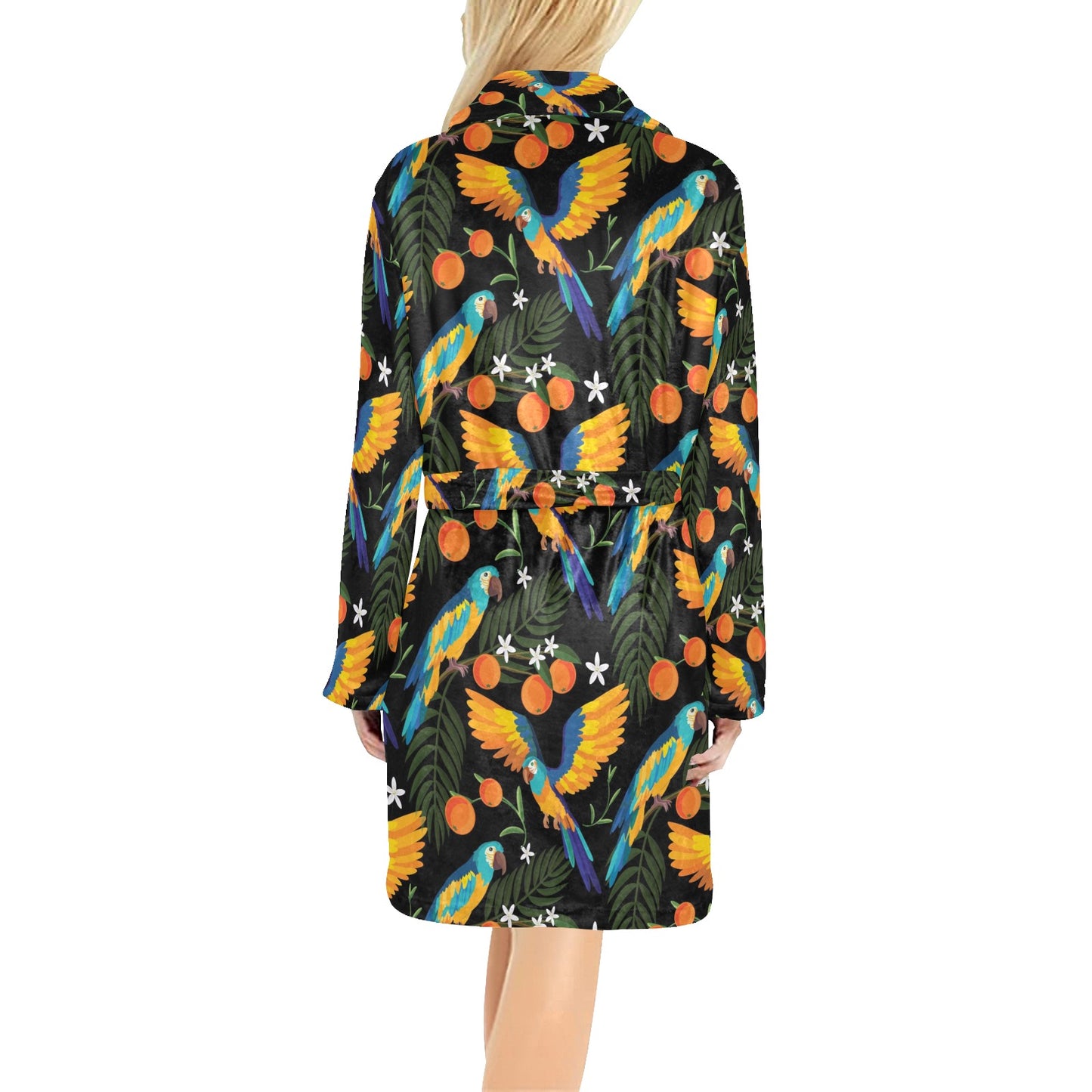 Macaw Pattern Print Design 03 Women's Fleece Robe