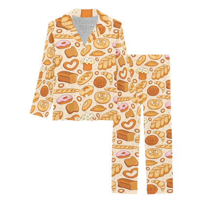 Bread Pattern Print Design 01 Women's Long Pajama Set