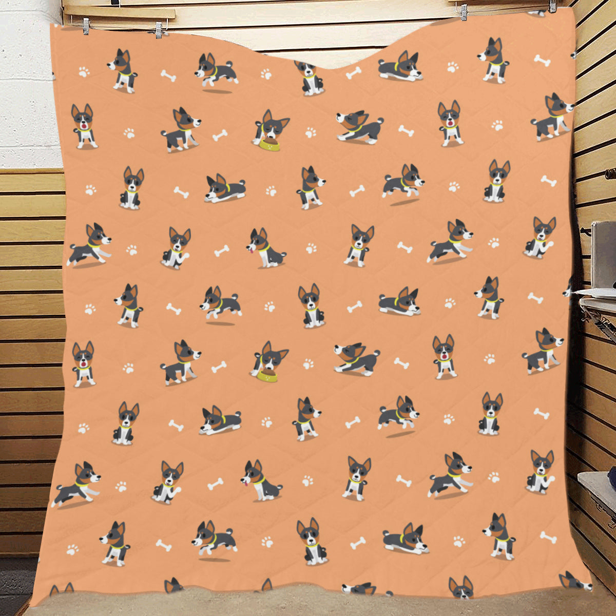 Basenji Pattern Print Design 01 Premium Quilt