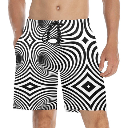 Vortex Print Design LKS303 Men's Swim Trunks Beach Shorts