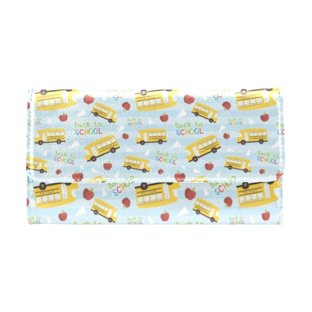 School Bus Back To School Print Design LKS303 Women's Trifold Wallet