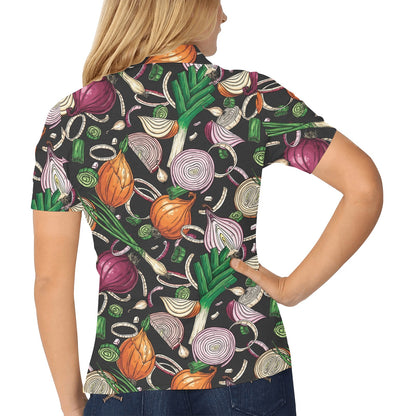 Onion Pattern Print Design A03 Women's Polo Shirt