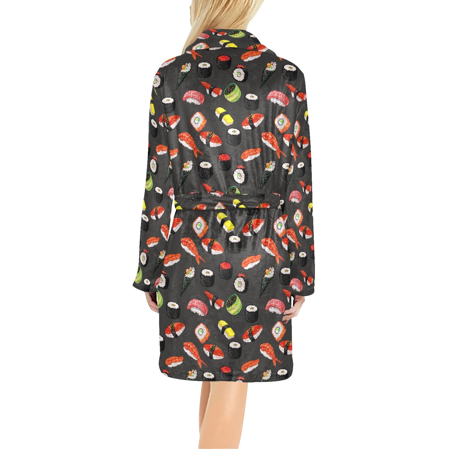 Sushi Design Print Women's Fleece Robe