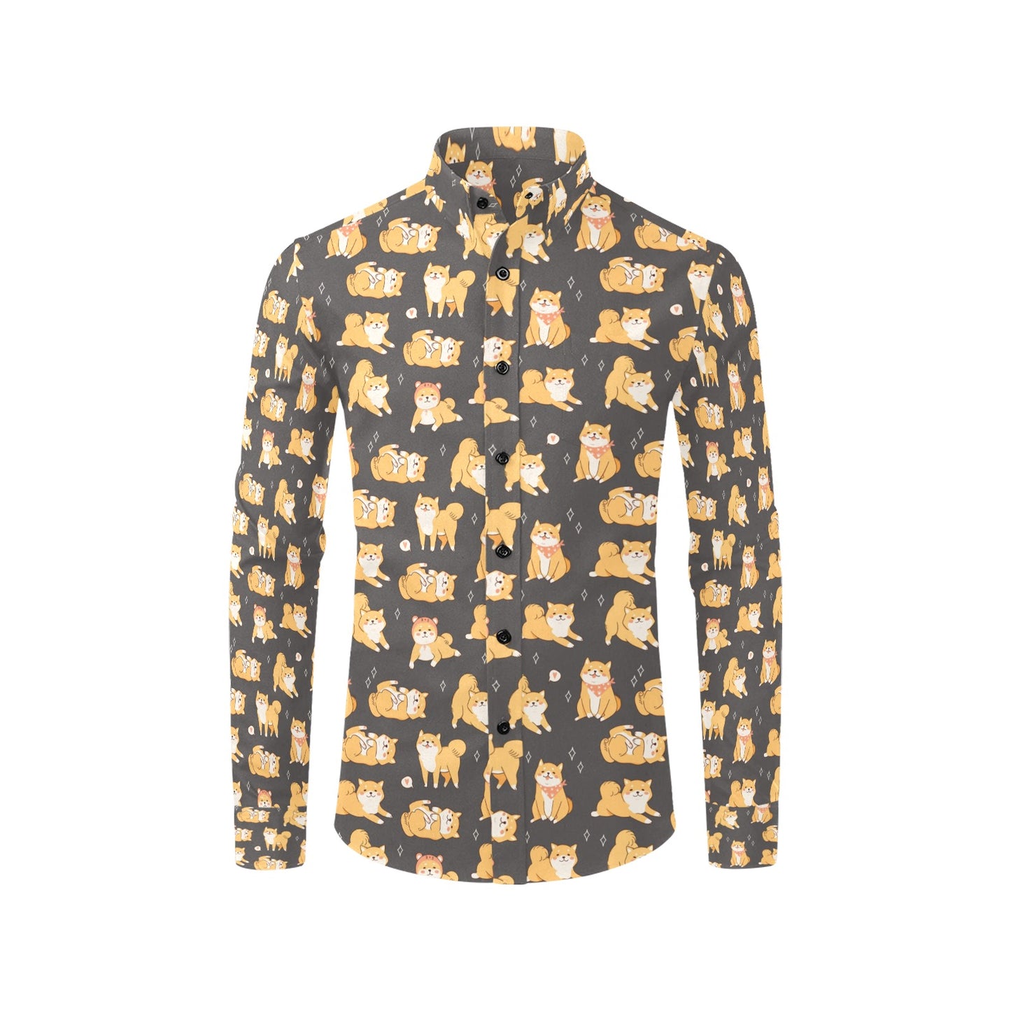 Shiba Inu Print Design LKS309 Men's Long Sleeve Dress Shirt