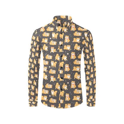 Shiba Inu Print Design LKS309 Men's Long Sleeve Dress Shirt