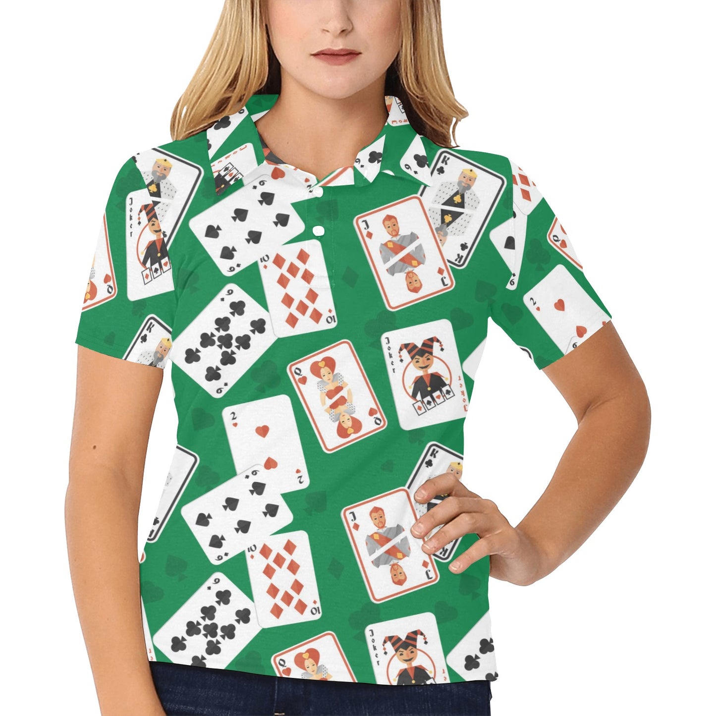 Poker Cards Pattern Print Design A03 Women's Polo Shirt