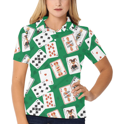 Poker Cards Pattern Print Design A03 Women's Polo Shirt