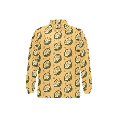 Durian Pattern Print Design DR02 Long Sleeve Polo Shirt For Men's