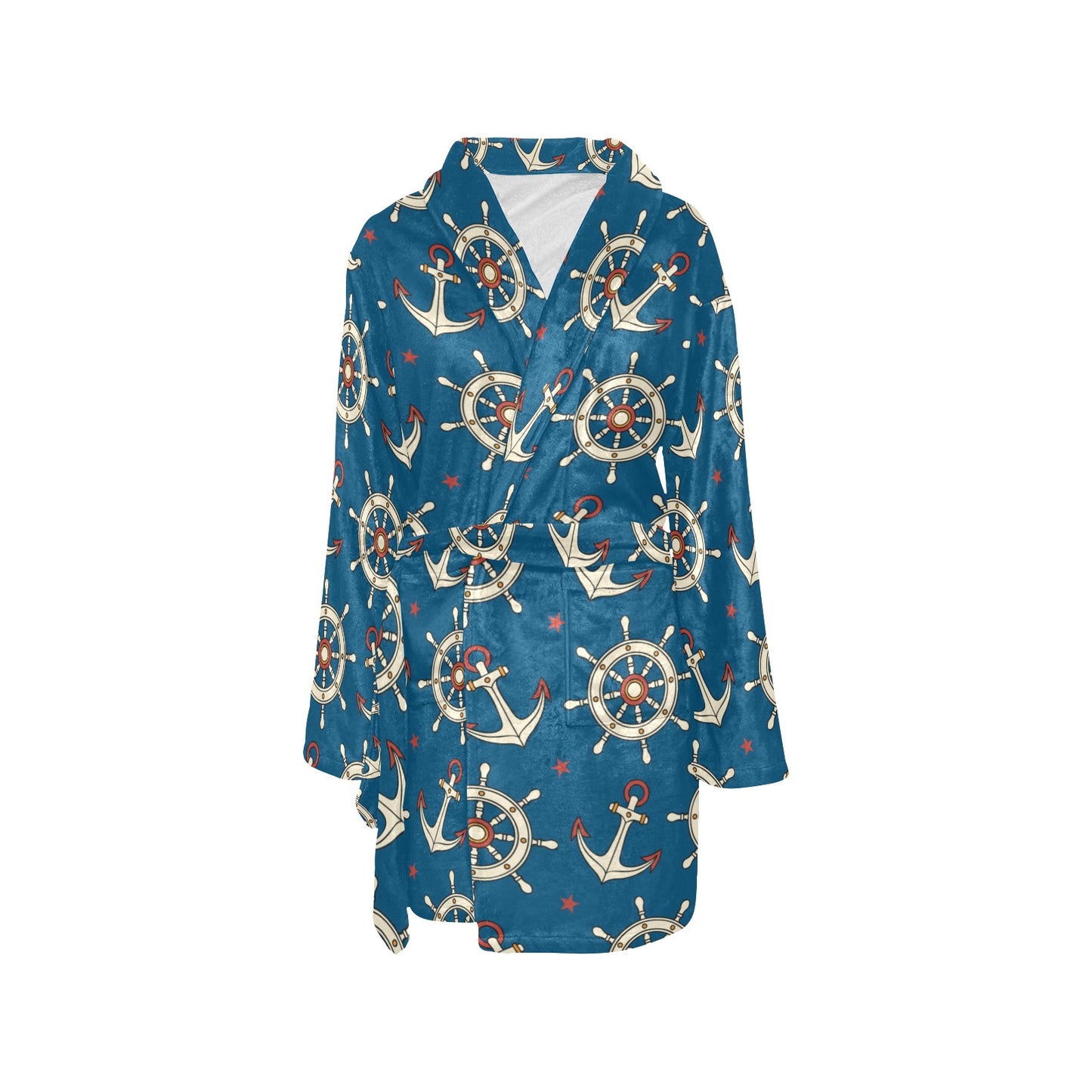Anchor Pattern Print Design 02 Women's Fleece Robe