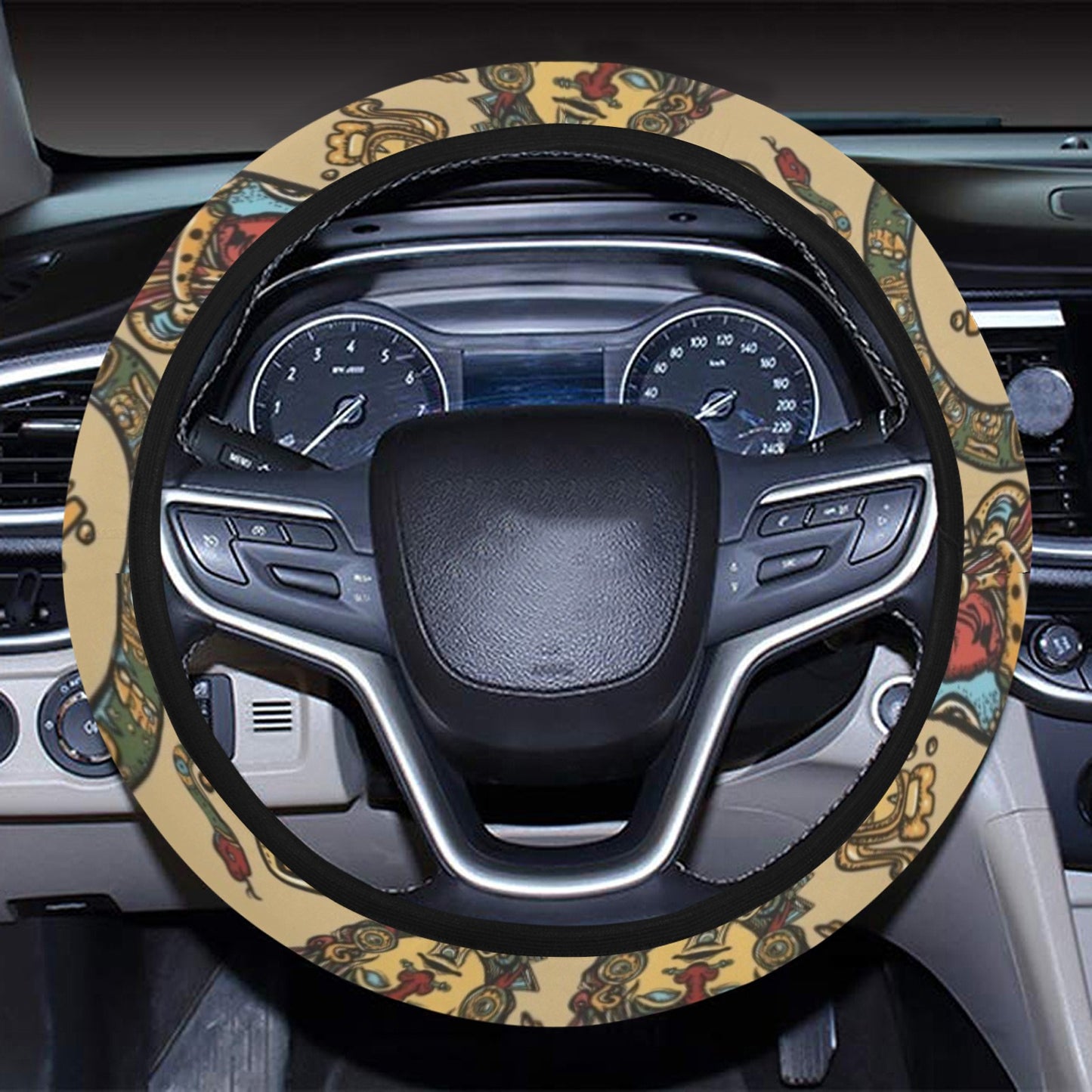 Totem Print Design LKS305 Steering Wheel Cover with Elastic Edge