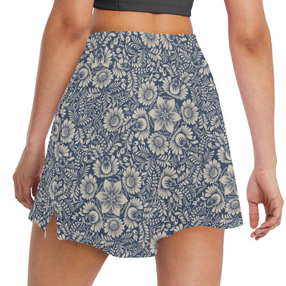 Elegant Floral Print Pattern 17" Golf & Pickleball Skort with Pockets