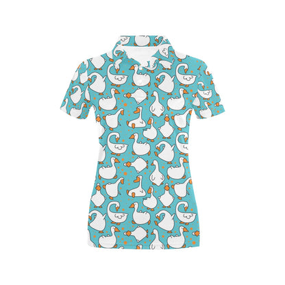 Goose Print Design LKS403 Women's Polo Shirt