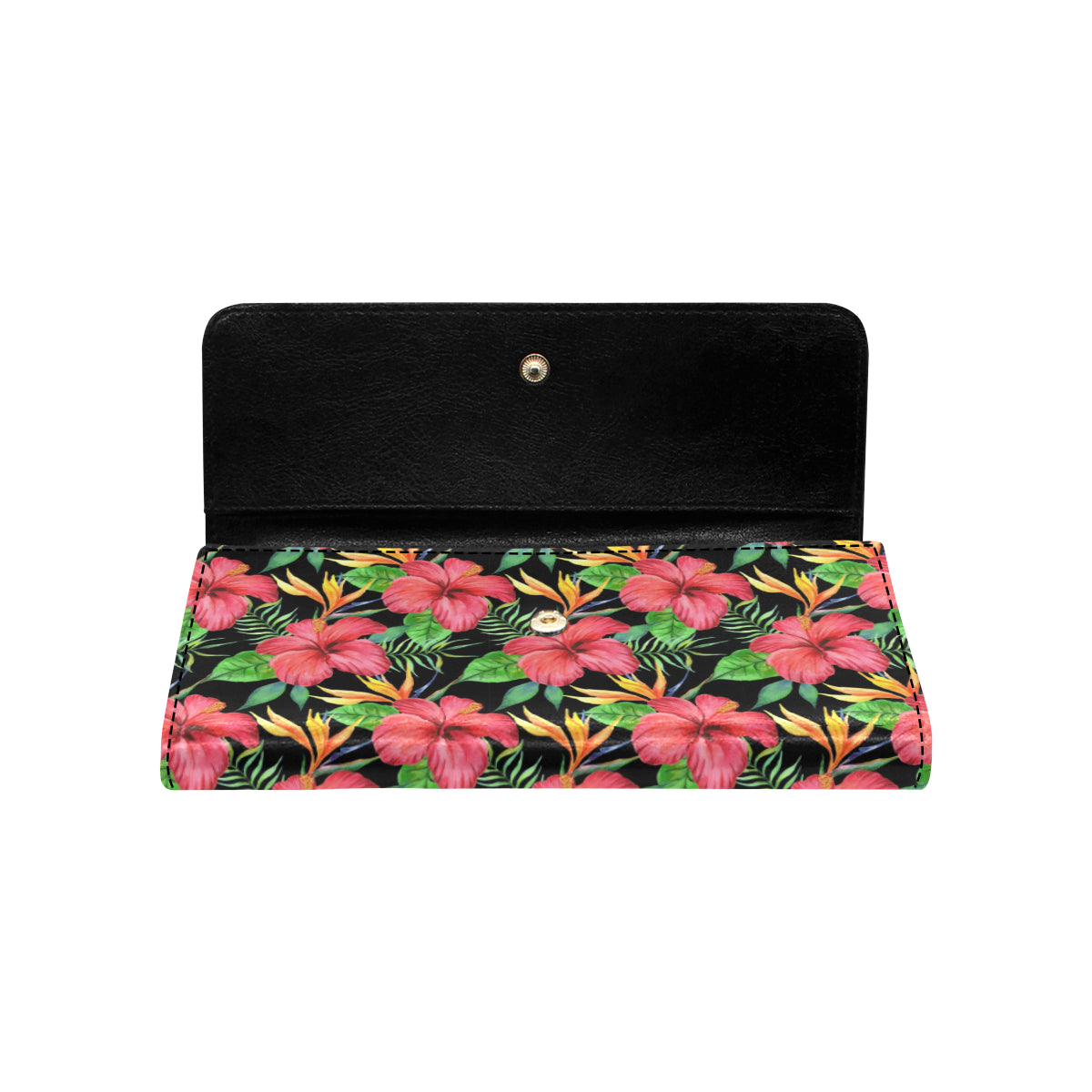 Red Hibiscus Pattern Print Design HB07 Women's Trifold Wallet