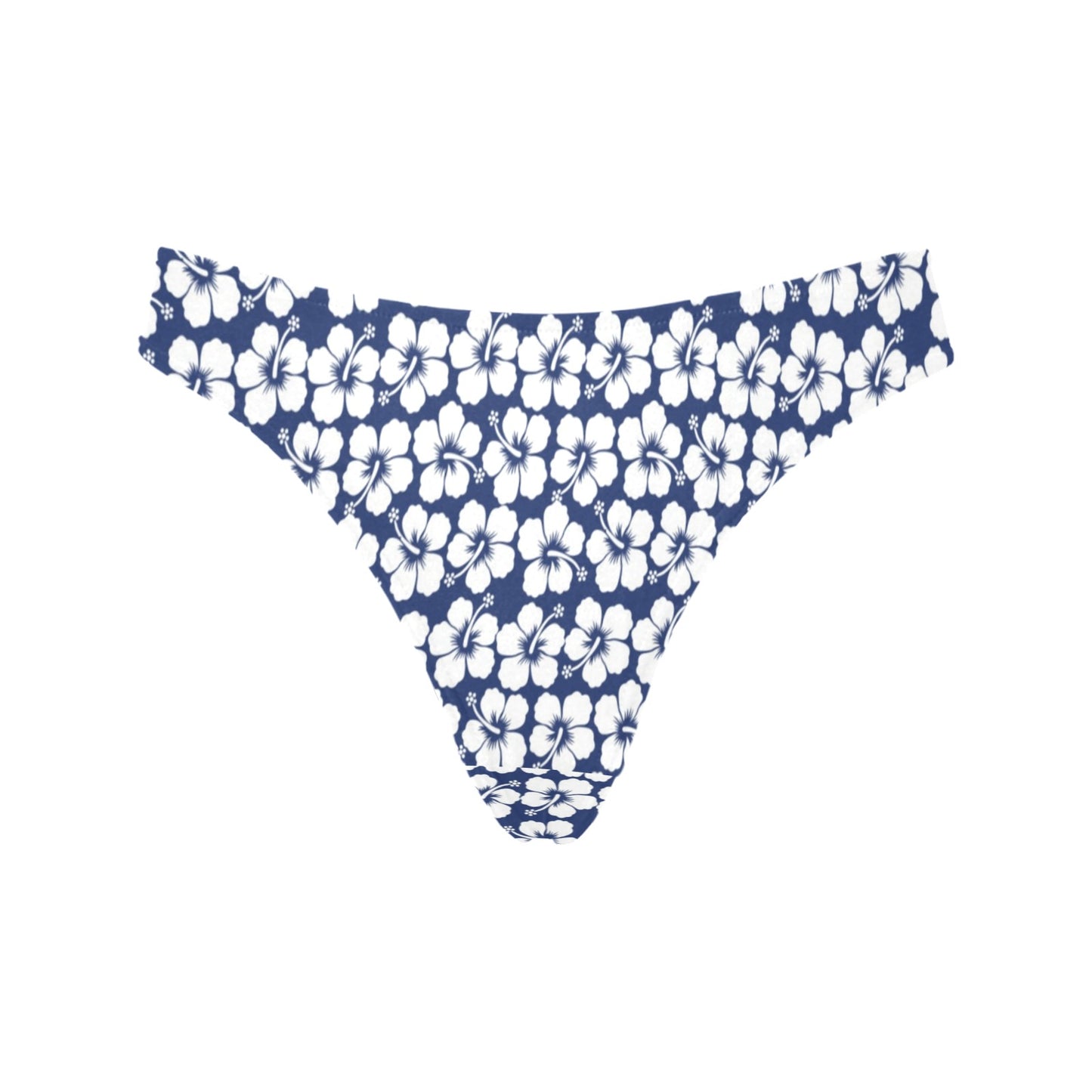 Hibiscus Blue Hawaiian Flower Pattern Women's Thongs