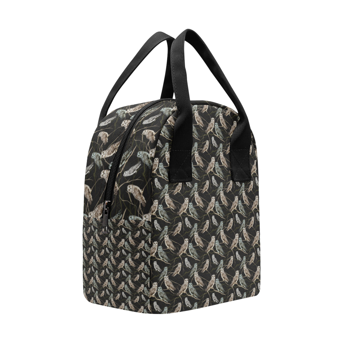 Owl Branch Themed Design Print Insulated Lunch Bag