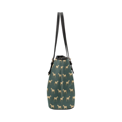 Horse Classic Themed Pattern Print Leather Tote Bag
