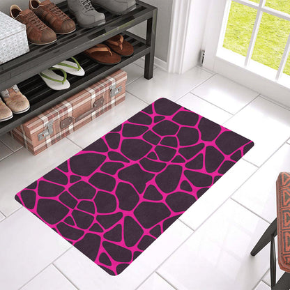 Giraffe Pink Background Texture Print Rubber Doormat