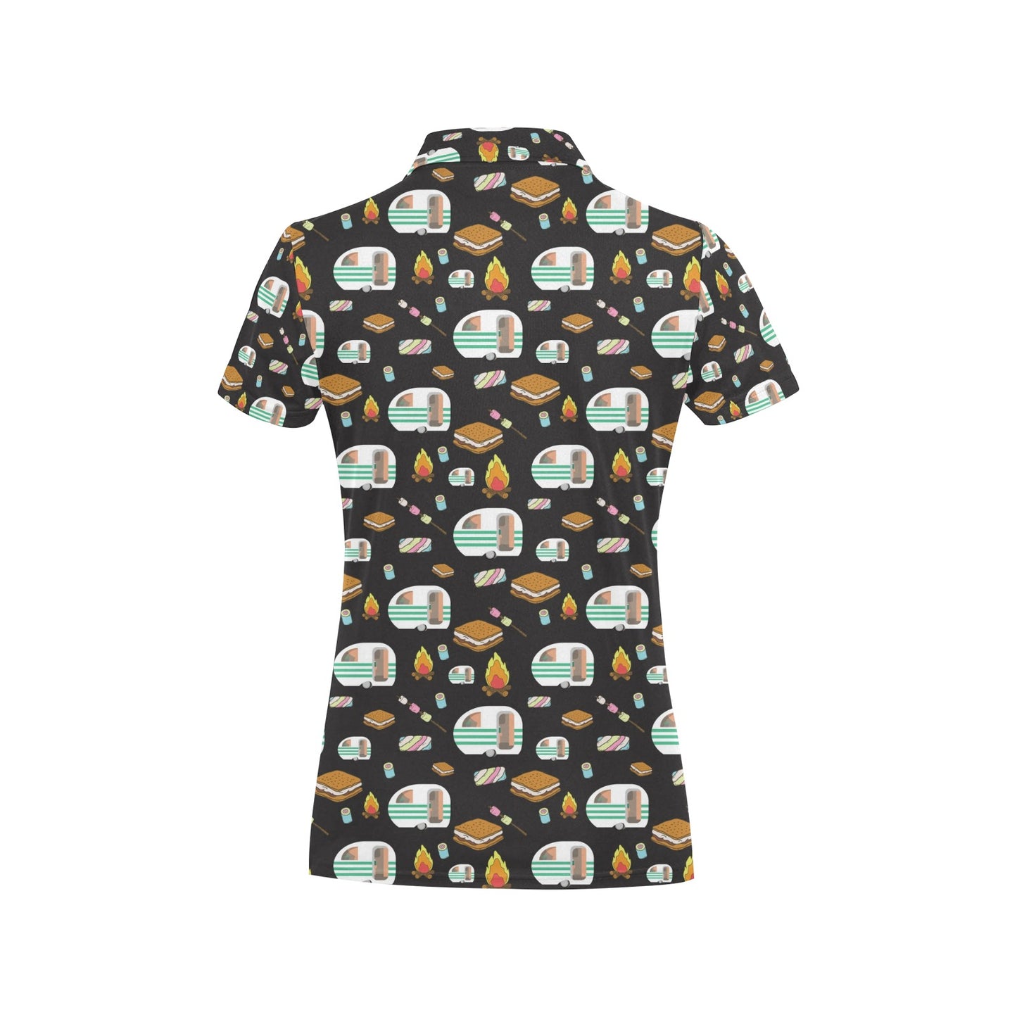Camper marshmallow Camping Design Print Women's Polo Shirt