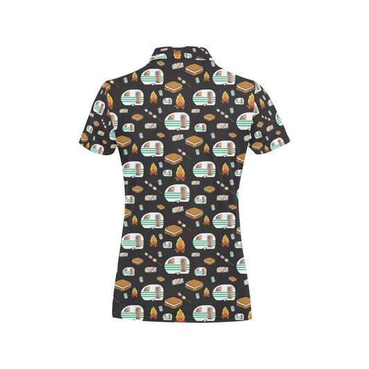 Camper marshmallow Camping Design Print Women's Polo Shirt