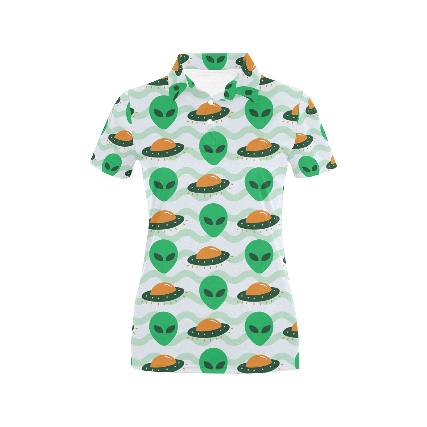 Alien UFO Pattern Print Design 04 Women's Polo Shirt
