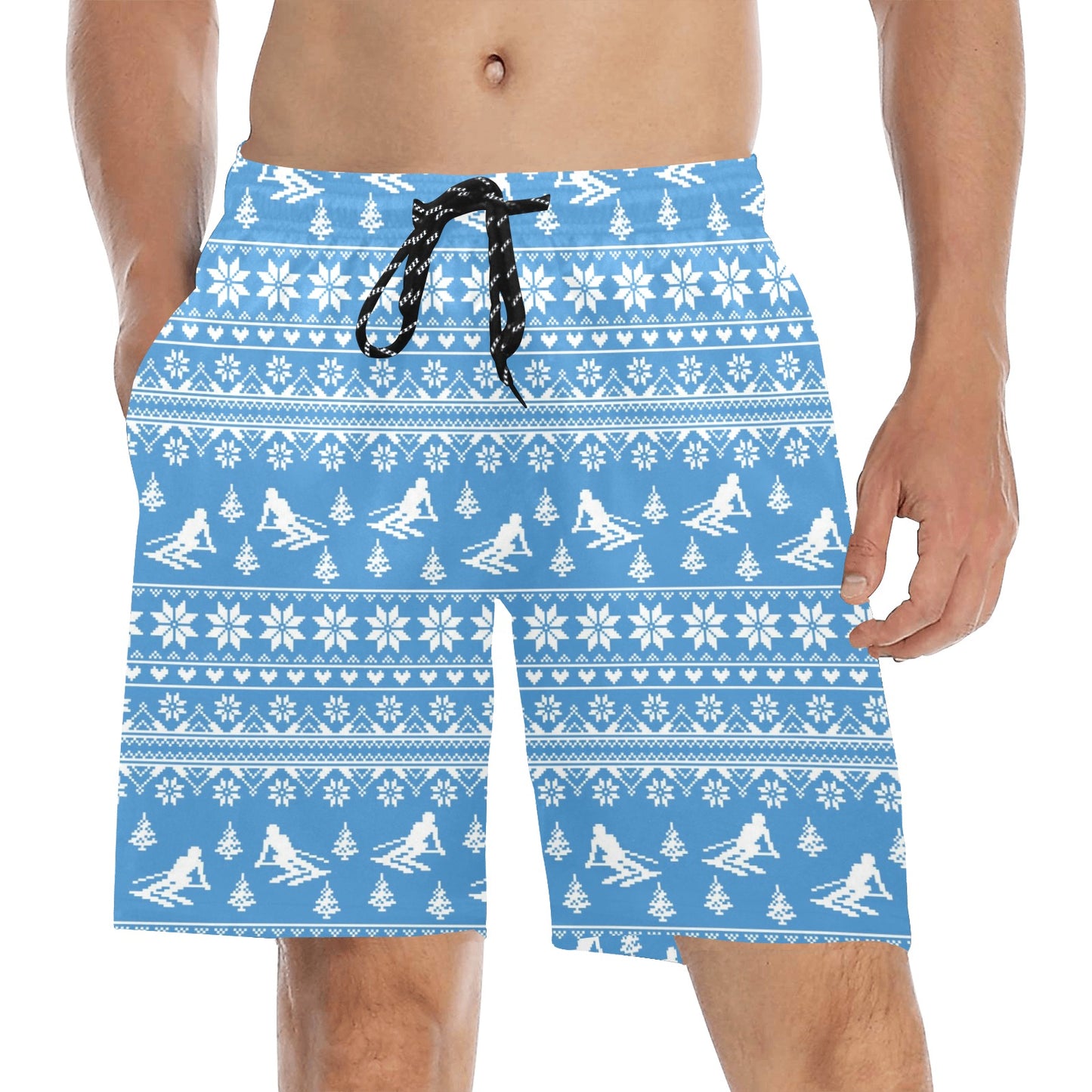 Ski Knit Pattern Print Design LKS302 Men's Swim Trunks Beach Shorts