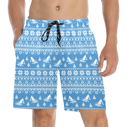 Ski Knit Pattern Print Design LKS302 Men's Swim Trunks Beach Shorts
