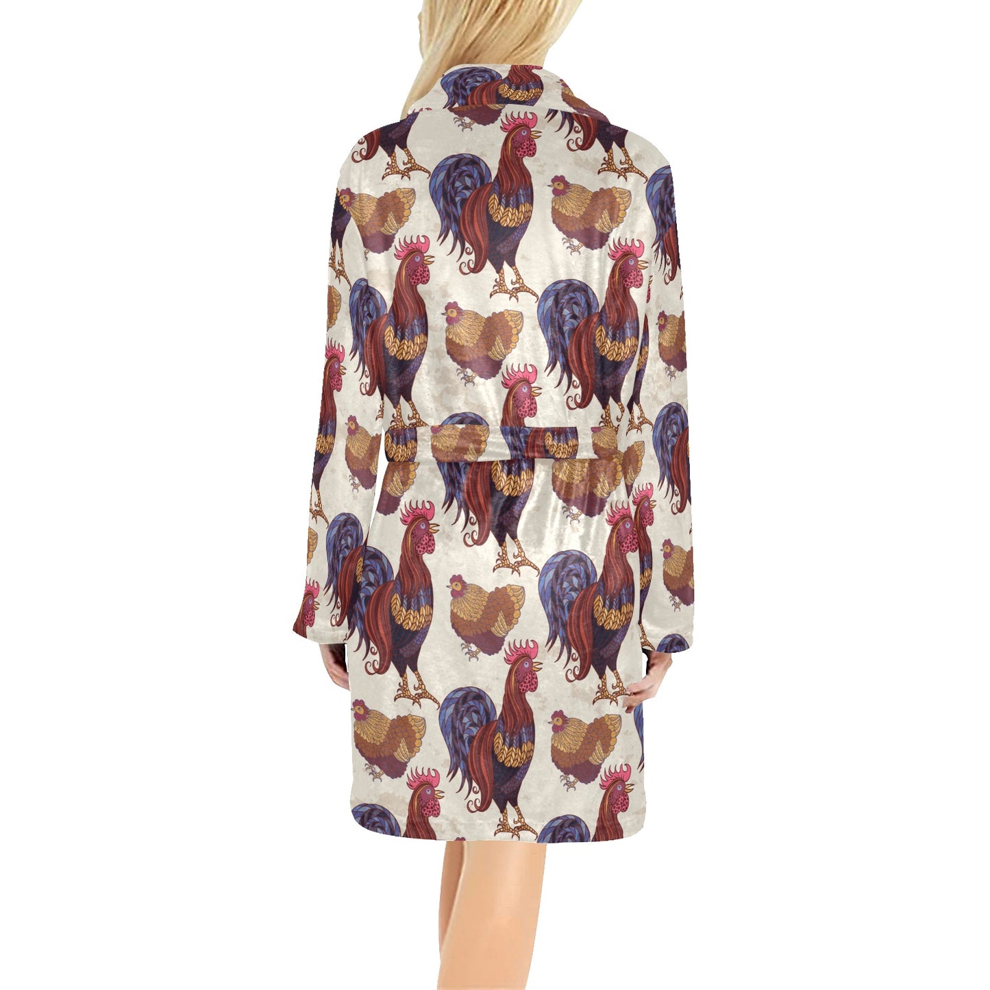Rooster Pattern Print Design A03 Women's Fleece Robe