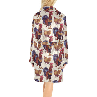 Rooster Pattern Print Design A03 Women's Fleece Robe