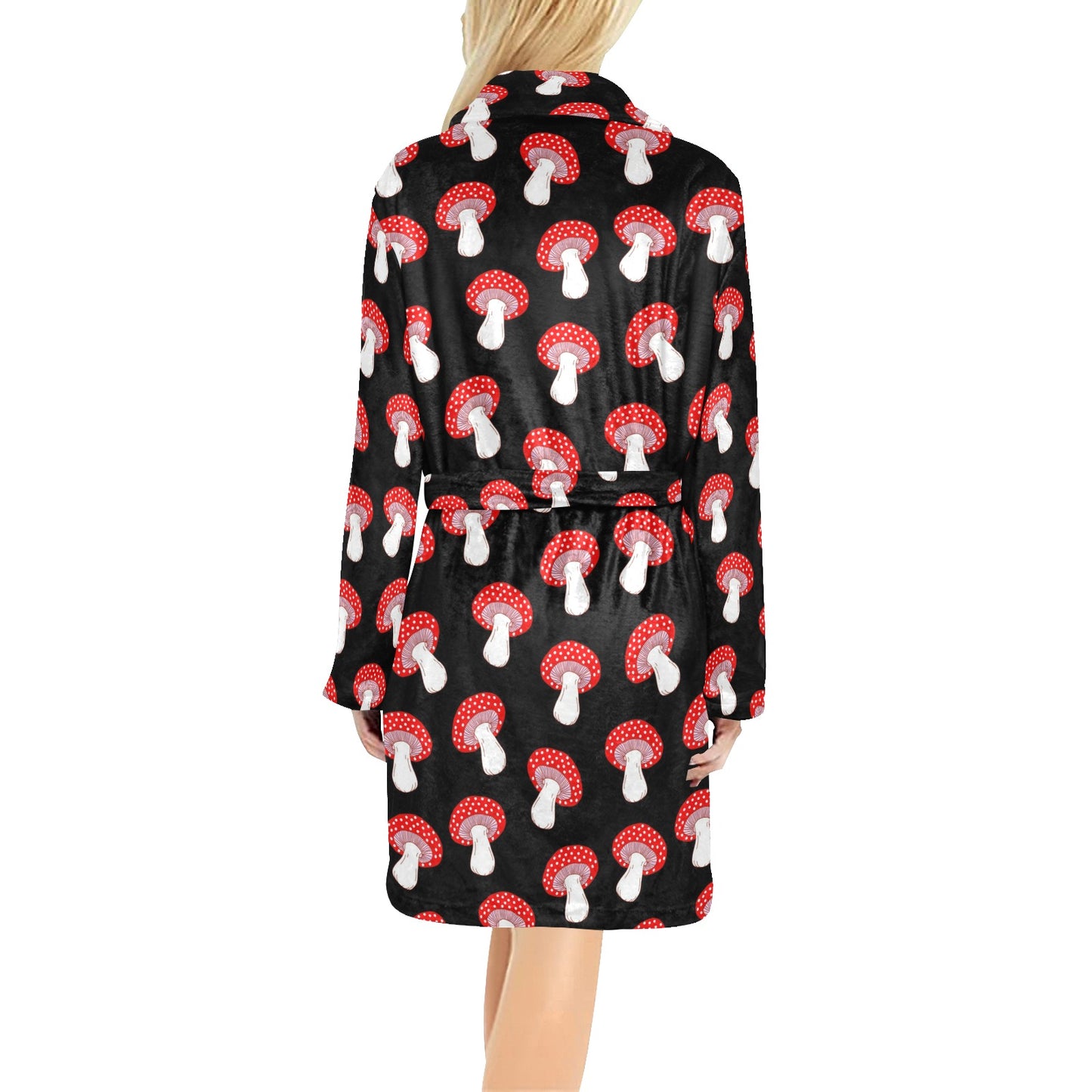 Mushroom Pattern Print Design A02 Women's Fleece Robe