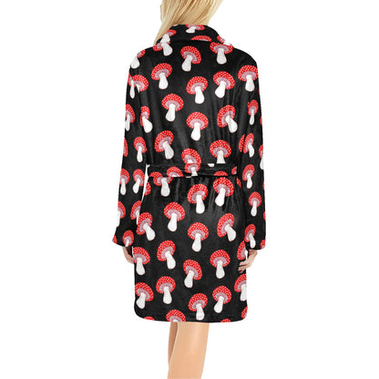 Mushroom Pattern Print Design A02 Women's Fleece Robe