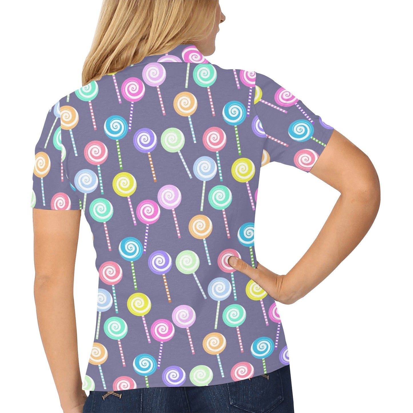 Lollipop Pattern Print Design LL03 Women's Polo Shirt