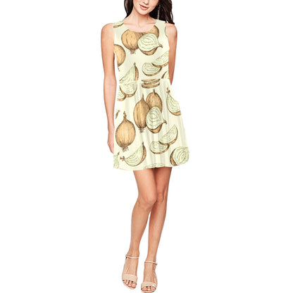 Onion Pattern Print Design A02 Sleeveless Dress