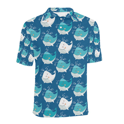 Blue Whale Pattern Print Design 01 Men Polo Shirt