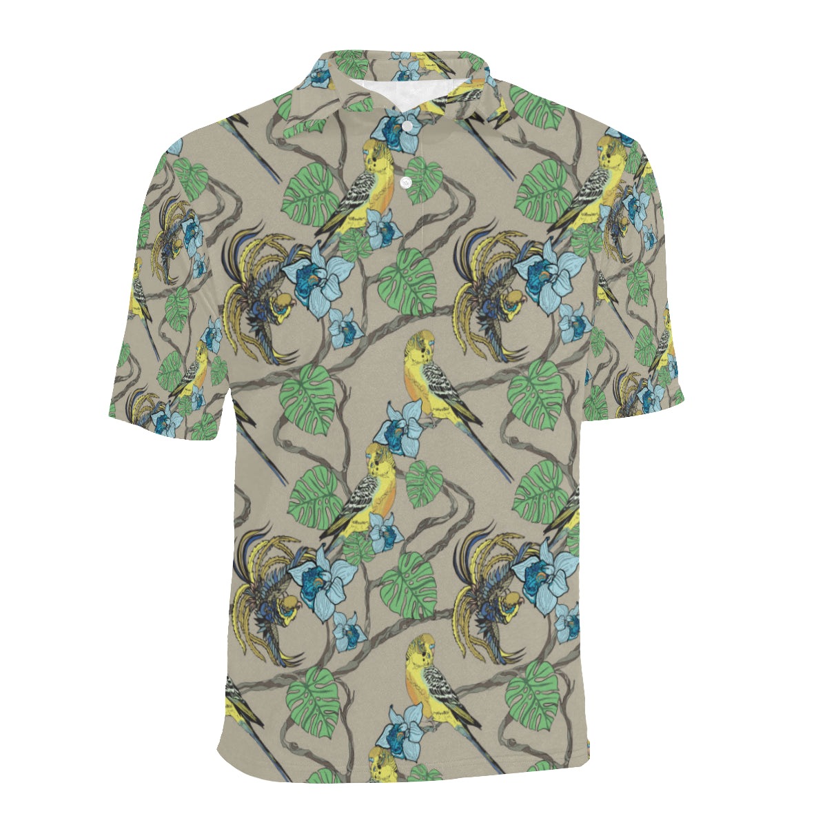 Parakeet Pattern Print Design A02 Men Polo Shirt