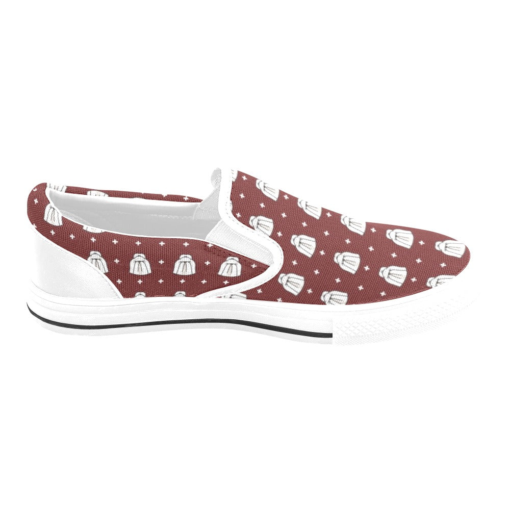Shih Tzu Print Design LKS301 White Slip Ons Canvas Women's Shoes