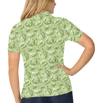 Brussels Sprouts Pattern Print Design 01 Women's Polo Shirt