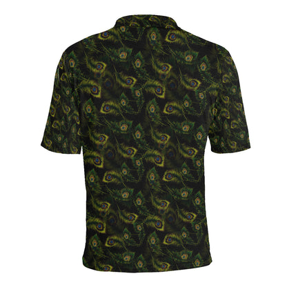 Peacock Feather Pattern Design Print Men Polo Shirt