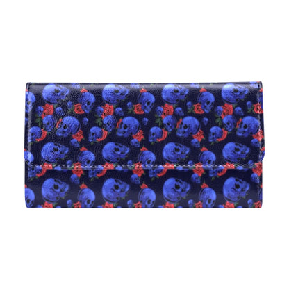 Skull Roses Neon Design Themed Print Women's Trifold Wallet
