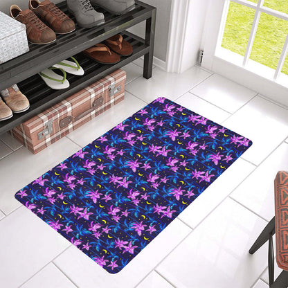 Palm Tree Night Scene Design Print Rubber Doormat