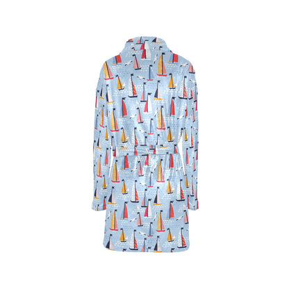 Sailboat Print Design LKS304 Women's Fleece Robe