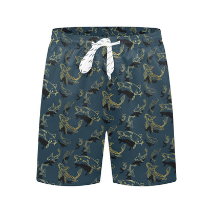 Koi Carp Gold Design Themed Print Men's Swim Trunks Beach Shorts