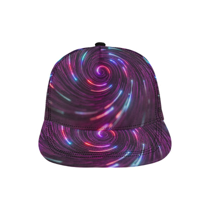 Vortex Twist Swirl Purple Neon Print Snapback Cap