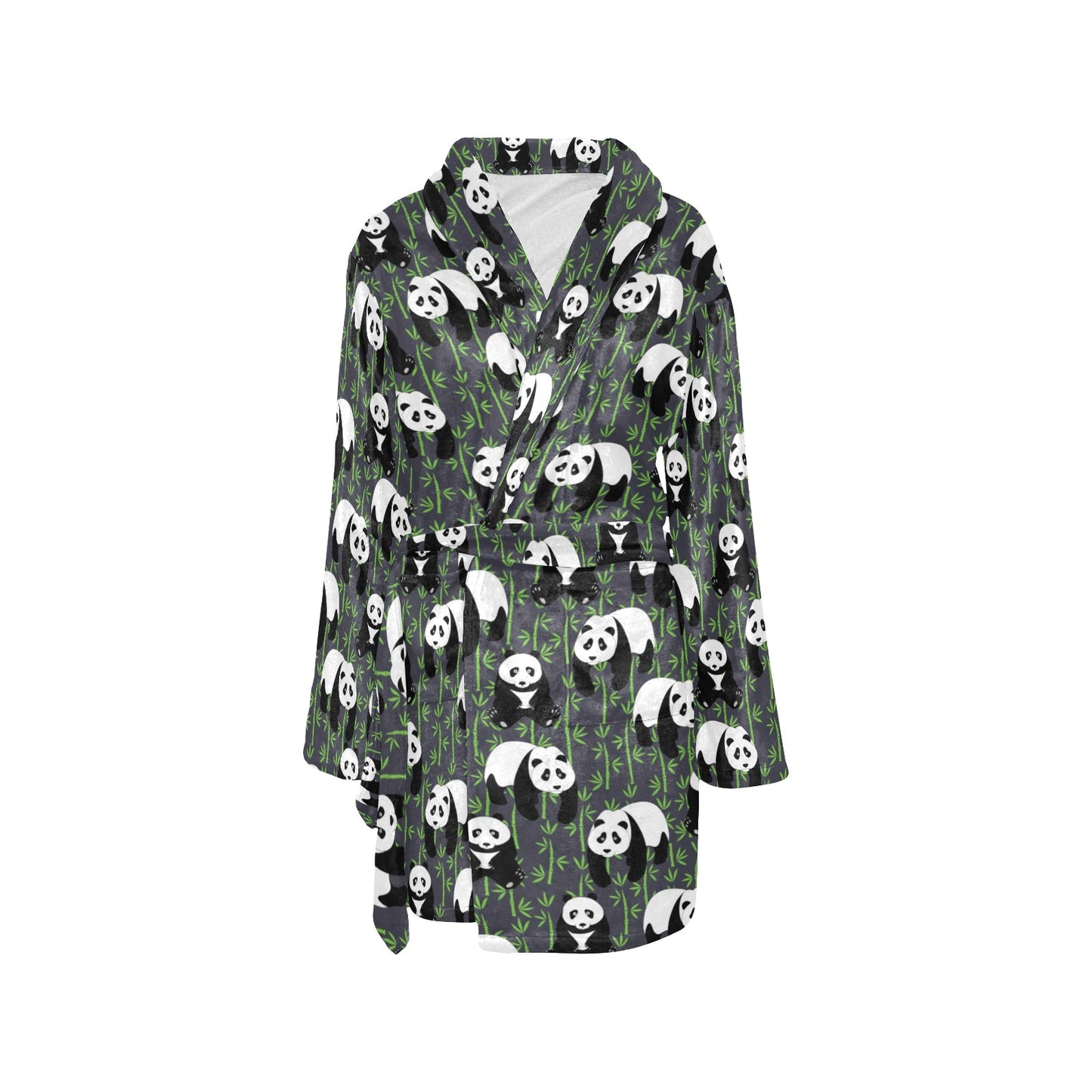 Panda Bear Bamboo Themed Print Women's Fleece Robe