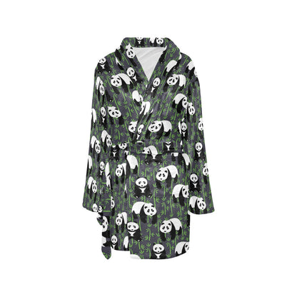 Panda Bear Bamboo Themed Print Women's Fleece Robe