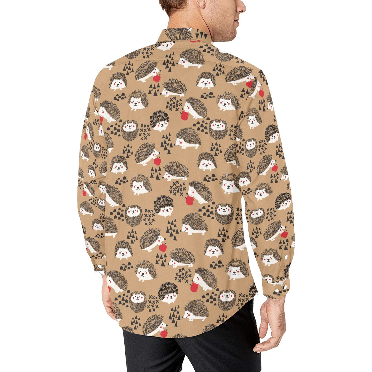 Hedgehog Print Design LKS403 Men's Long Sleeve Dress Shirt