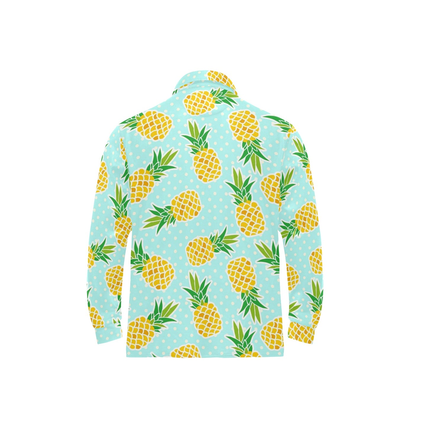 Pineapple Pattern Print Design PP01 Long Sleeve Polo Shirt For Men's