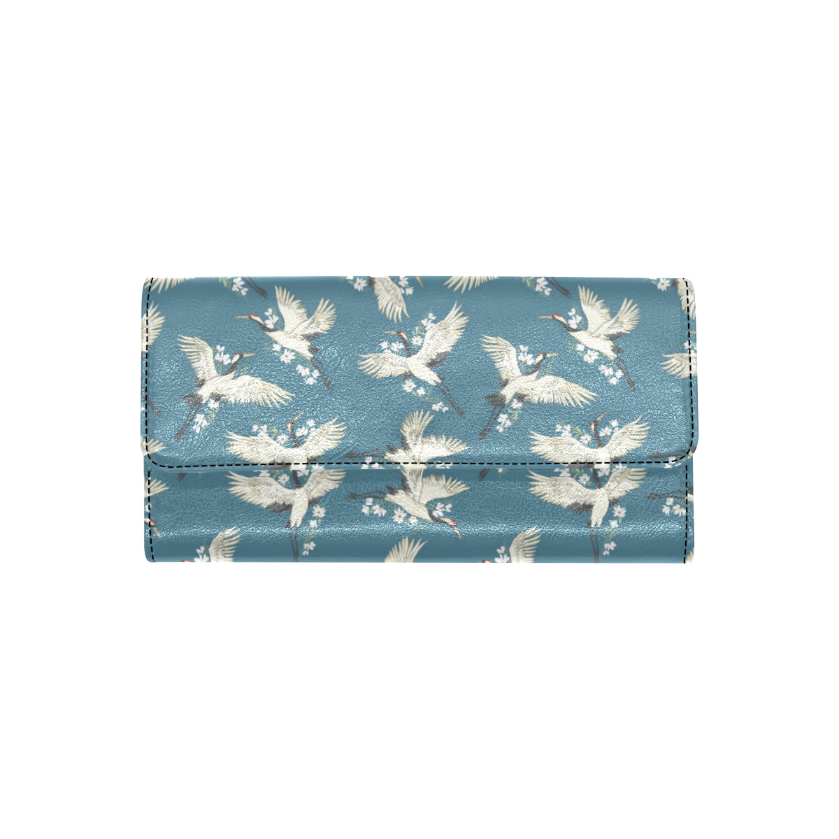 Crane Pattern Print Design 02 Women's Trifold Wallet