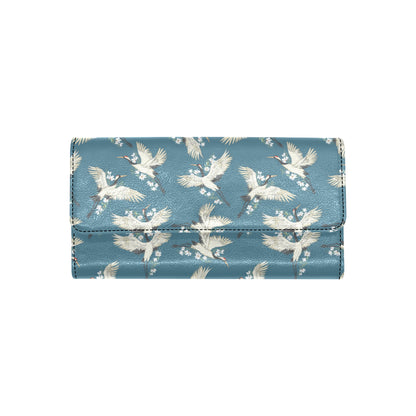 Crane Pattern Print Design 02 Women's Trifold Wallet